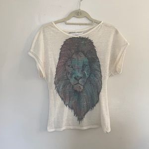 Zara lion fashion tee off white M